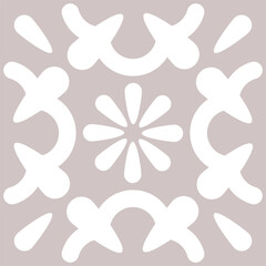 A decorative sunburst floral tile design, inspired by hand-painted Mediterranean ceramics.