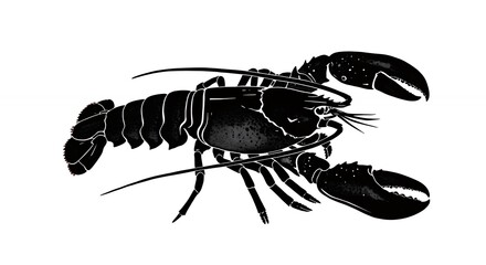 Lobster silhouette black and white illustration
