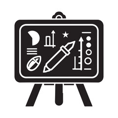 Fototapeta premium Whiteboard Silhouette Vector Illustration, Solid White Background.