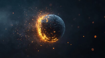 Obraz premium Planet explosion in dark space