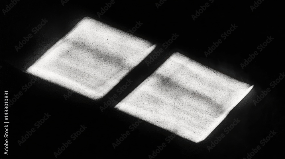 Poster a black and white image of a square with a white line through it.
