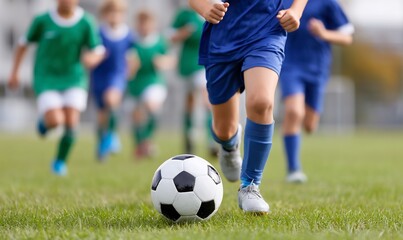 Obraz premium Young soccer players in action