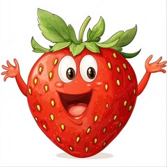 Obraz premium Joyful Cartoon Strawberry Illustration