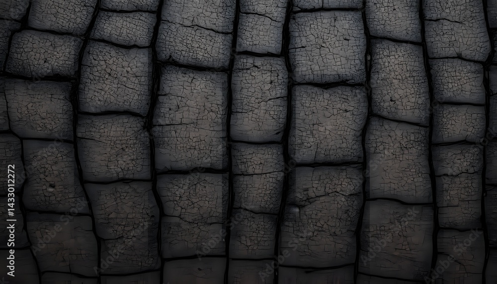 Poster close-up view of wall made of rocks featuring unique elephant skin-like texture patterns
