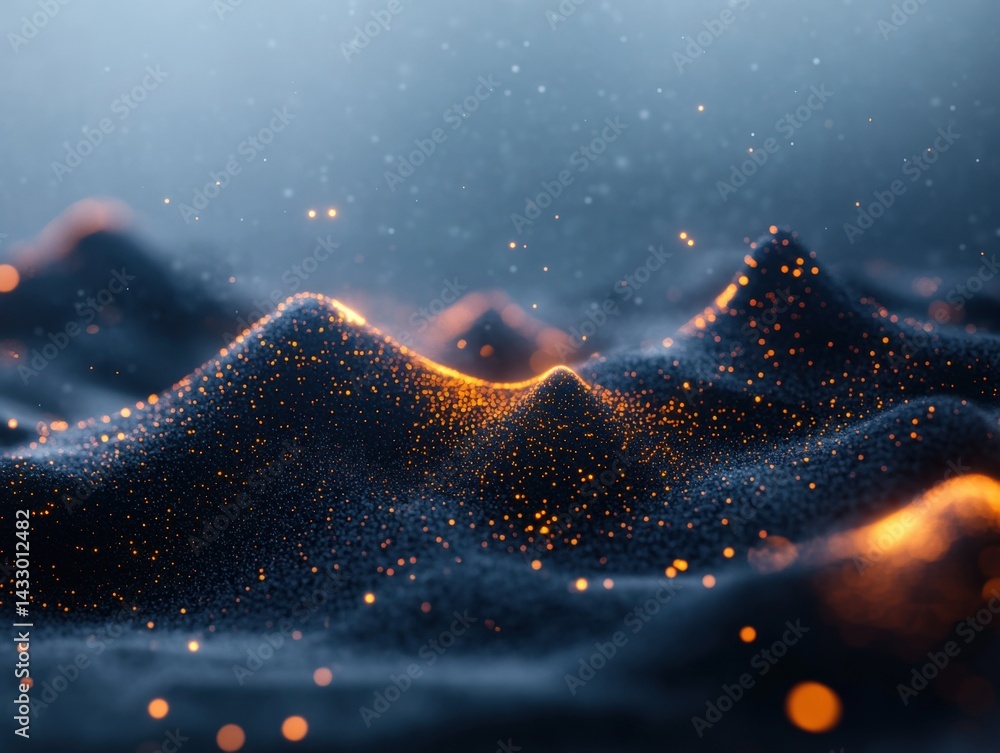 Poster abstract sparkling particle waves