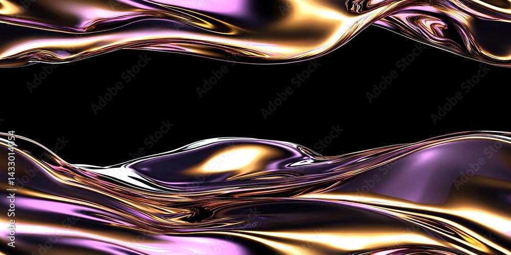 Poster stunning abstract flowing waves in vibrant colors create a luxurious effect on a dark background