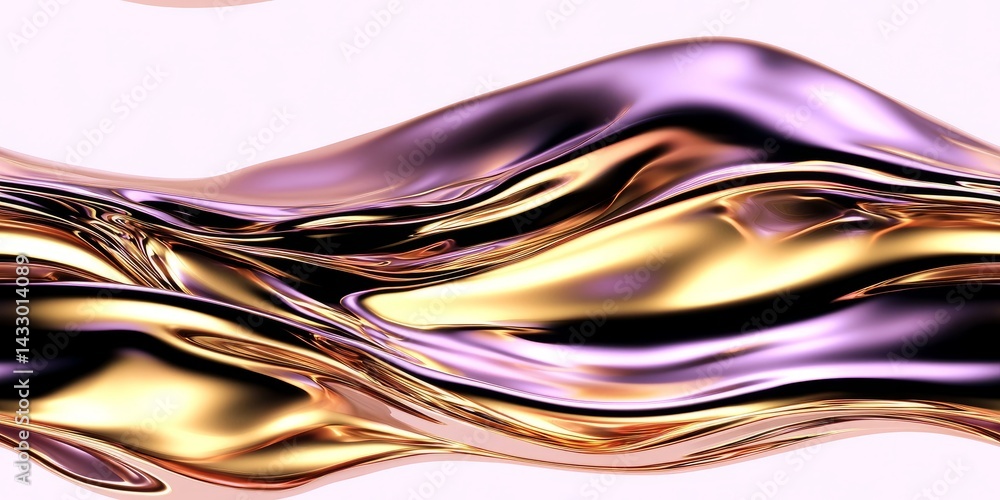Poster Smooth flowing abstract design with golden and purple tones creating dynamic visual patterns