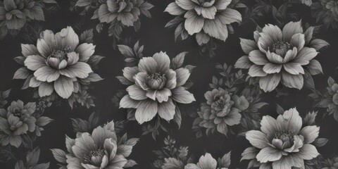 Subtle charcoal floral wallpaper, small-scale repeat pattern ,  vector,  home,  design