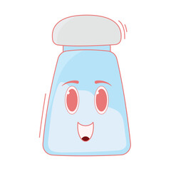 Kawaii Salt Character Vector with Cute Face and Soft Colors, Perfect for Kitchen Illustrations, Food Packaging, Cooking Designs, and Fun Culinary Projects.