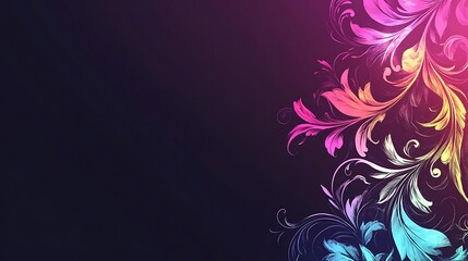 Colorful Floral Border on Dark Background (1)