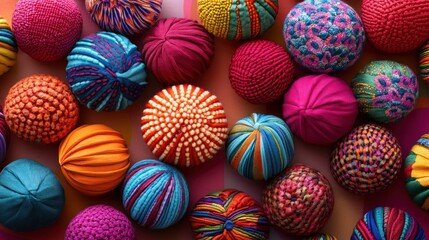 Obraz premium Colorful handmade textile balls