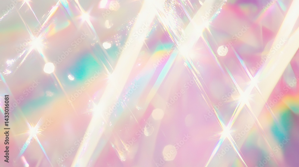 Poster shimmering light reflections through crystal surfaces create a magical and colorful atmosphere in th
