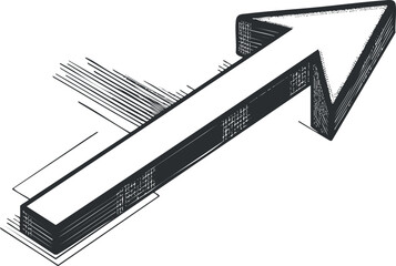 Black and white hand-drawn arrow pointing upward symbolizing direction, progress, and growth