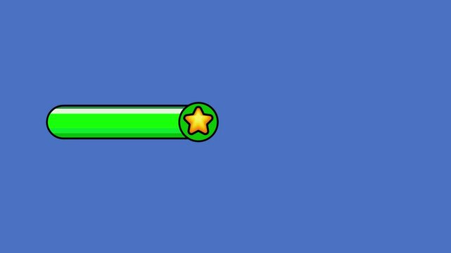 10 seconds animated cartoony timer countdown with a green strip and yellow star progress bar. Best for quiz templates. animated loading bar chromakey, green screen