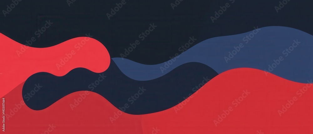 Aufkleber abstract background with fluid shapes in red, navy blue, and dark blue, creating a modern and dynami