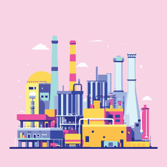 Obraz premium vector illustration of industrial factory