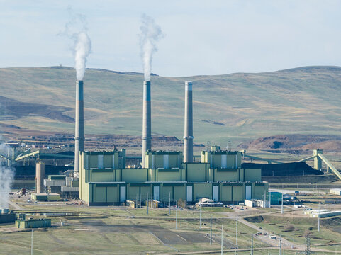 Aerial landscape of coal burning power plant. Craig, Colorado