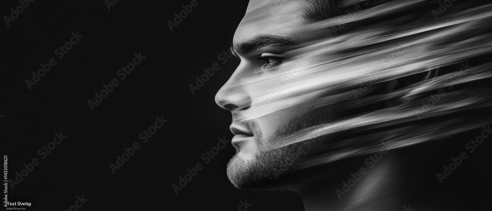 Poster man's profile with motion blur overlay