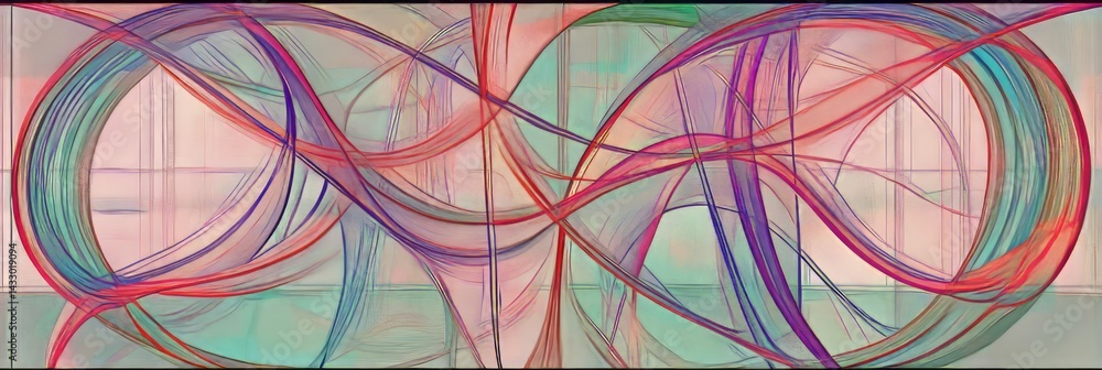 Poster abstract colorful lines create a dynamic visual experience in a modern art exhibit space