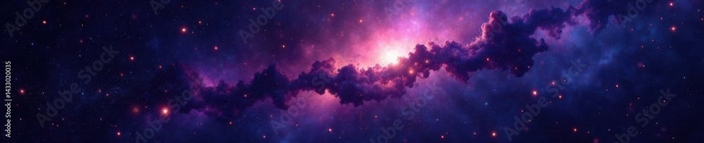 Wall mural dark nebula with glowing stars in the background, astronomy, dark sky, cosmos