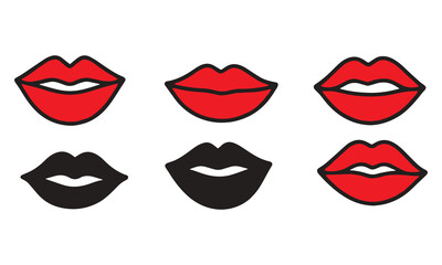 Lips Icon Collection Flat Vector Lip Shapes and Silhouettes