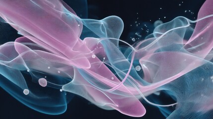 Fototapeta premium Abstract flowing pink and blue wisps on dark background