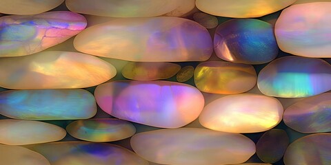 Colorful smooth stones arranged in an artistic display showcasing their unique patterns and textures