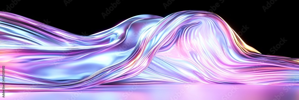 Poster colorful flowing waves create an abstract visual experience with smooth textures and vibrant hues in