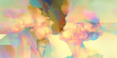 Couples share an intimate moment in vibrant colors during a sunset kissing session