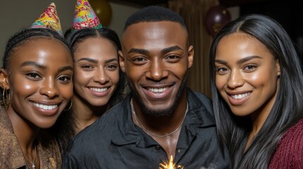 Obraz premium New Year's Eve family celebration portrait