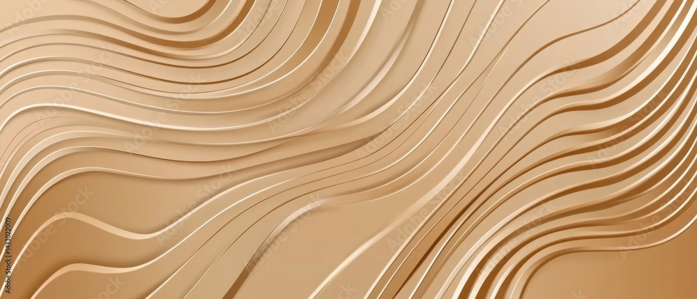Poster abstract beige background with wavy lines and subtle shadows creating a modern, elegant, and minimal