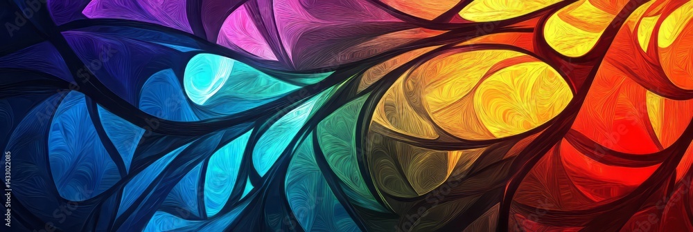 Poster colorful abstract design with swirling patterns representing a vibrant artistic expression