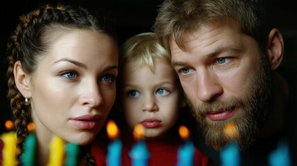 Obraz premium Hanukkah family celebration portrait