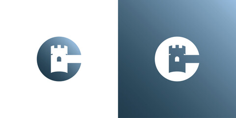 Obraz premium Letter C Castle Kingdom Logo Design