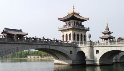 Ancient stone bridge over calm water (2)