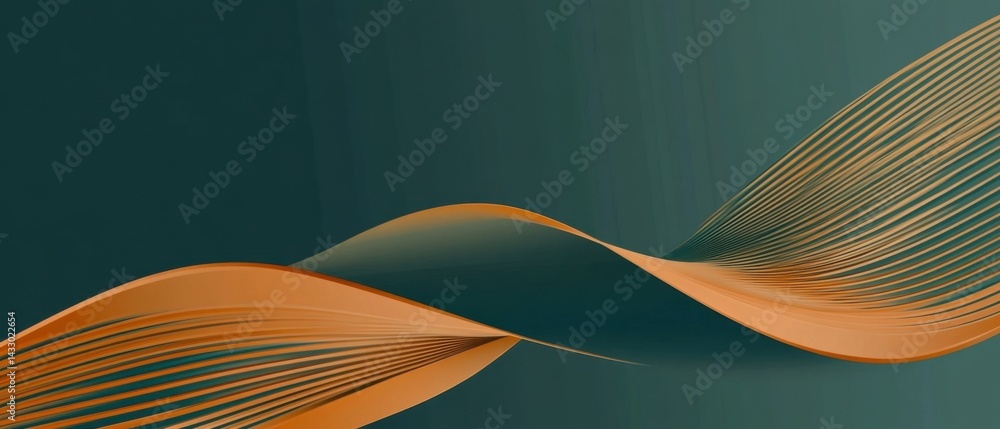 Poster abstract dark teal background with dynamic orange flowing lines, creating a modern and elegant desig