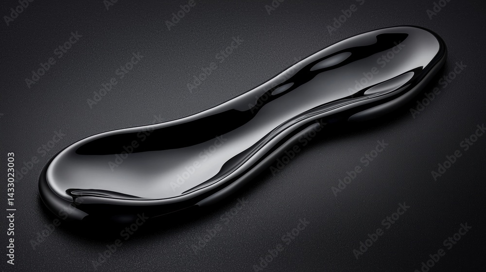 Poster a shiny black object with a curved shape.