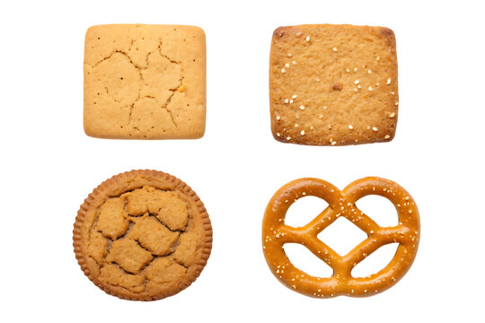 Assorted baked goods: cookies and pretzel on transparent background - Powered by Adobe