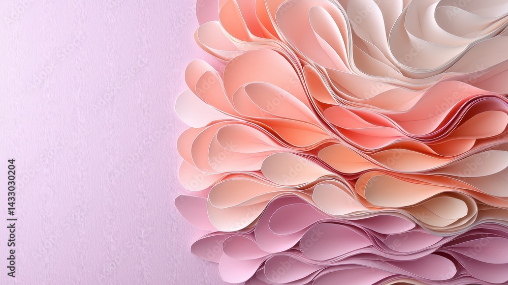 Poster elegant soft pink paper waves with subtle gradients for background and texture in artistic design pr