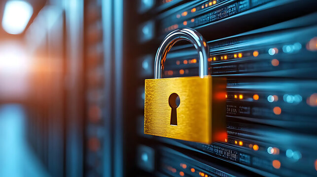 Secure server room with illuminated digital displays data center technology infrastructure high-tech environment close-up view cybersecurity concept