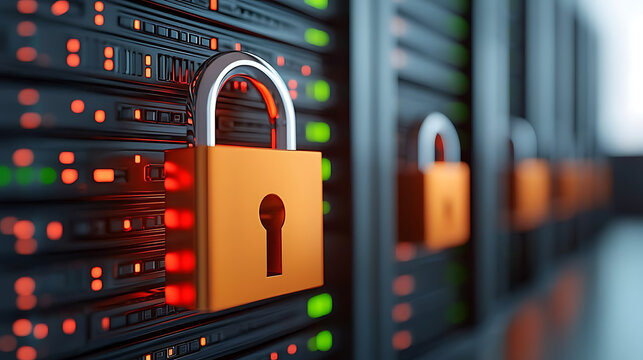 Secure server room illuminated with floating digital elements tech hub high-tech visuals modern environment futuristic viewpoint