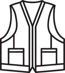 fluorescent safety waistcoat line art, black outline, vector and illustration, coloring book page line art drawing