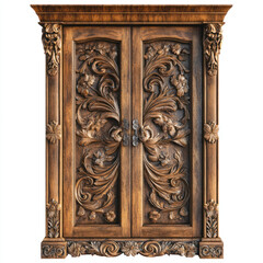 carved wooden door of cabinet