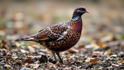 Obraz premium Detailed close-up of a bird standing on the ground captured in its natural habitat