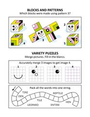 Activity sheet or puzzle page with 3 activities {p23356)

