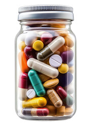pills and capsules in a jar.