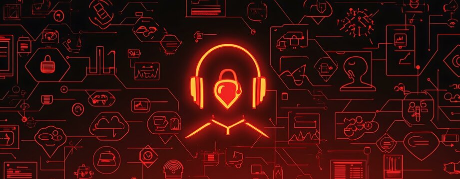 Emergency hotline graphic collection of digital support icons in emergency red tones Emergency communication and safety graphics Flat vector UI for hotline and alerts