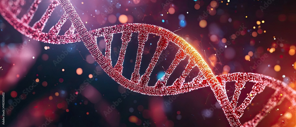 Poster dna chromosome forensic concept dna double helix with colorful bokeh background.