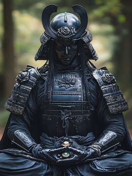 Meditative Samurai: A Portrait of Strength and Serenity in the Forest