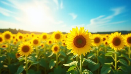 Stunning Sunflower Field Under Sunny Sky